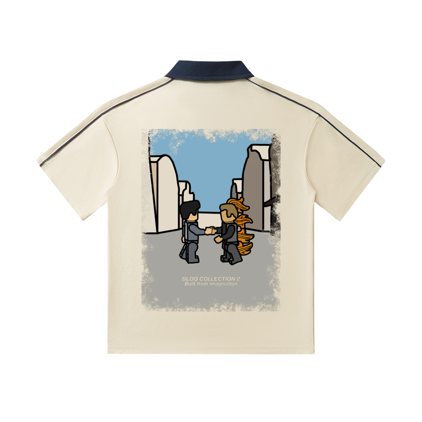 "CRAZY DIAMOND" contrast collar short sleeve polo shirt