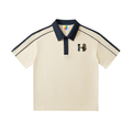 "CRAZY DIAMOND" contrast collar short sleeve polo shirt