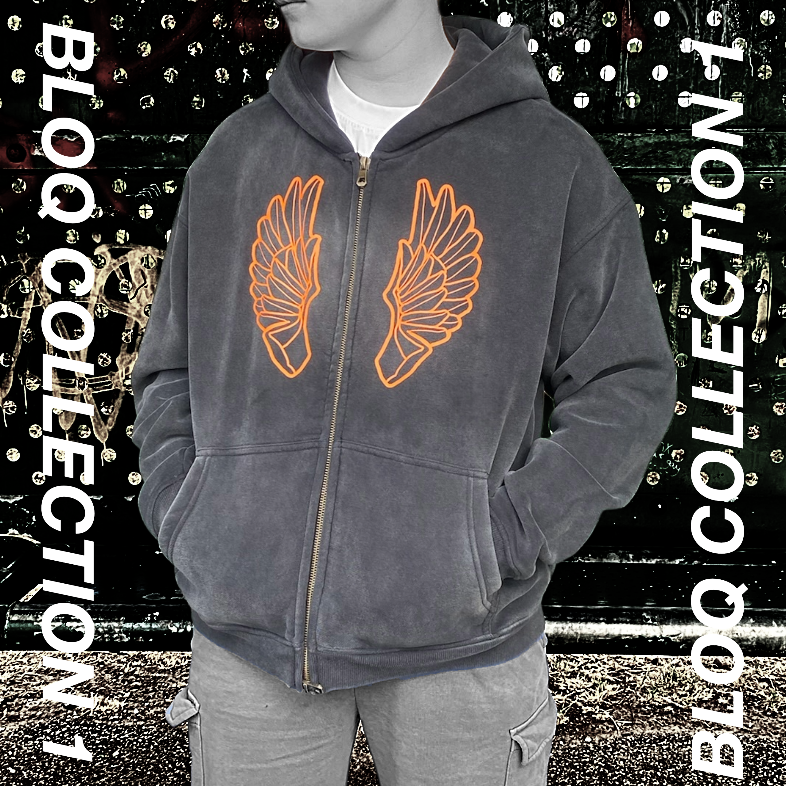Sunfade Two-way Zipper Boxy Fleece Hoodie
