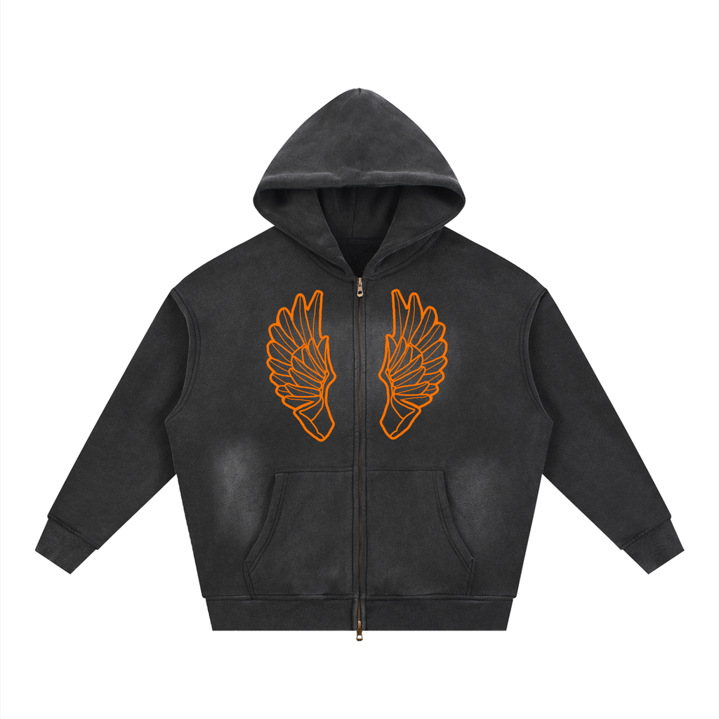 Sunfade Two-way Zipper Boxy Fleece Hoodie